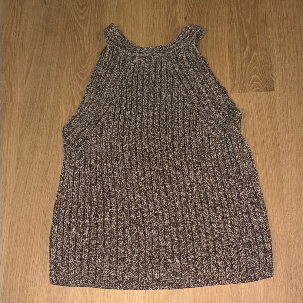 LOFT Heather Gray Ribbed High-Neck Tank